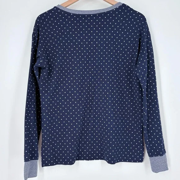 Lauren Ralph Lauren Women's Navy White Polka Dot Long Sleeve and Pants PJ Set - Picture 7 of 16